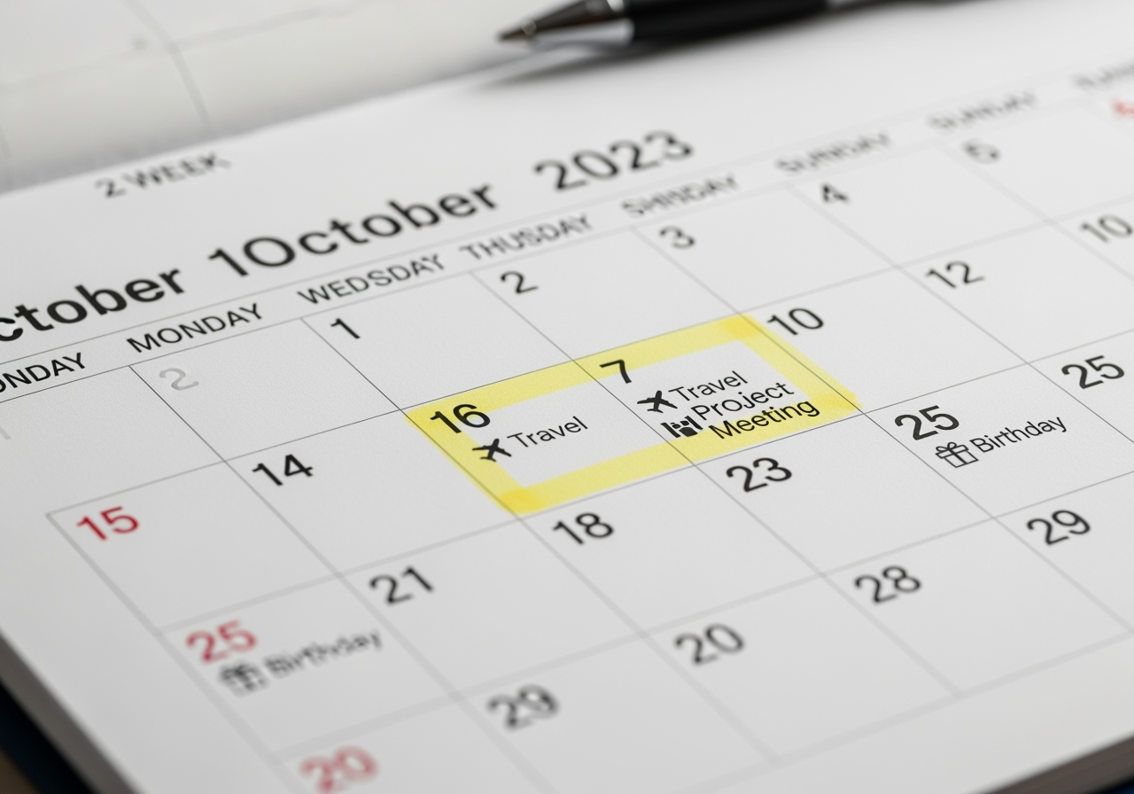 of a calendar with a 2-week timeline highlighted - juvederm aftercare