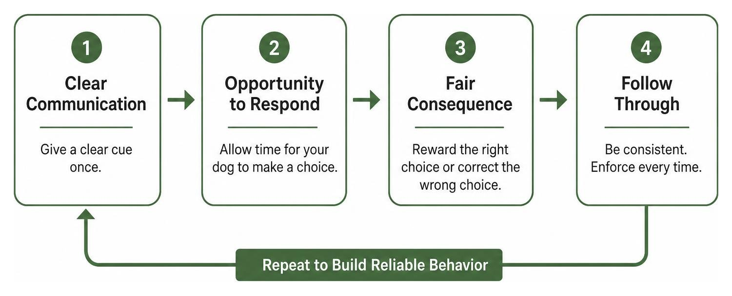 diagram outlining the training loop from clear communication to fair consequence and follow through diagram outlining the training loop from clear communication to fair consequence and follow through