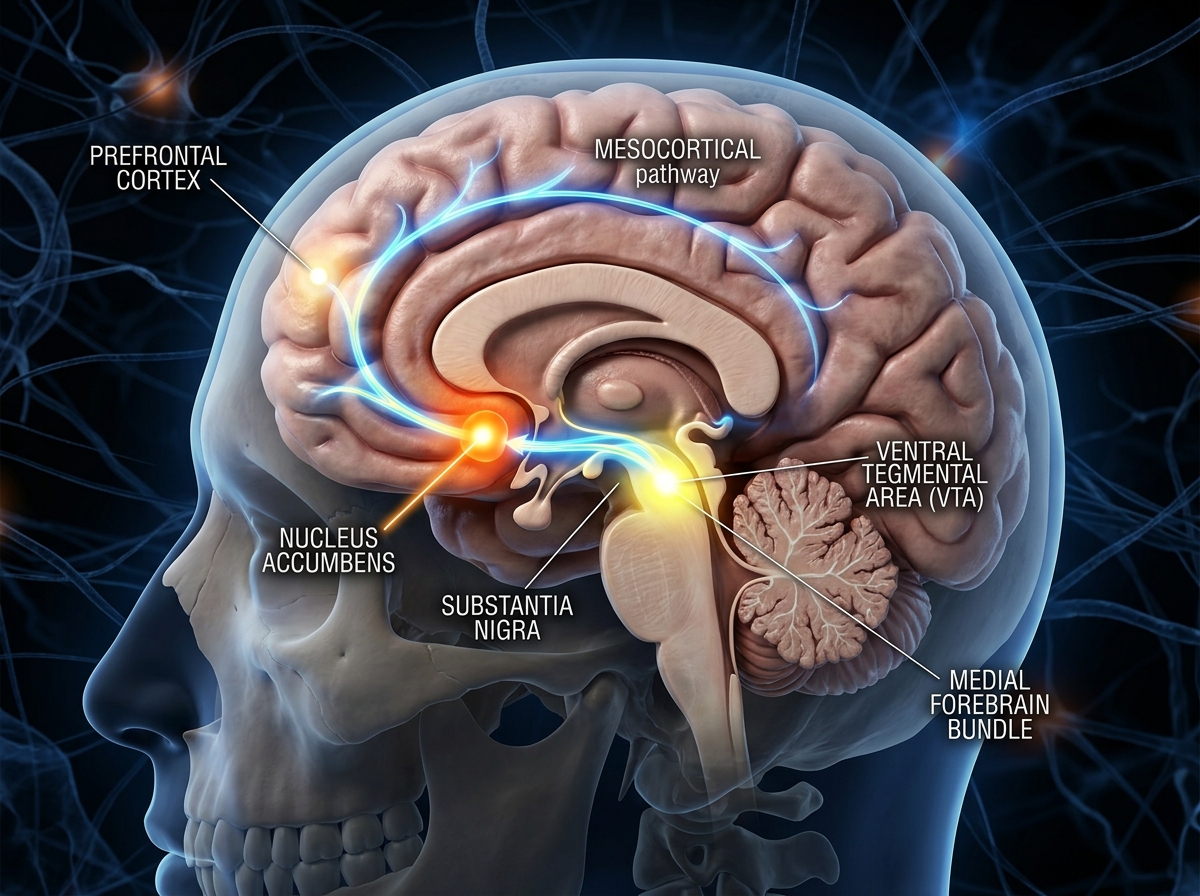 The human brain highlighting reward centers and dopamine pathways - habit tips curb impulse buys The human brain highlighting reward centers and dopamine pathways - habit tips curb impulse buys