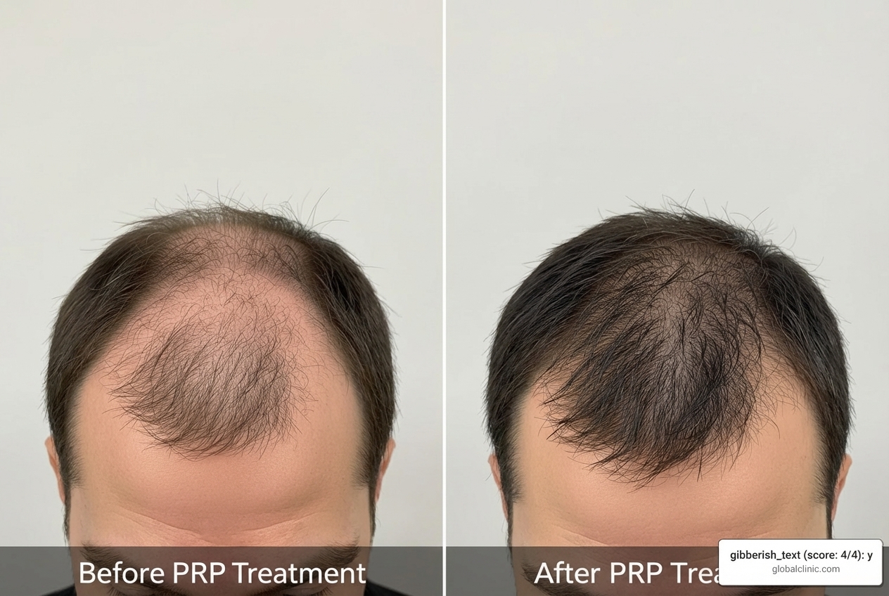 Before and after PRP hair treatment results - hair plasma injection