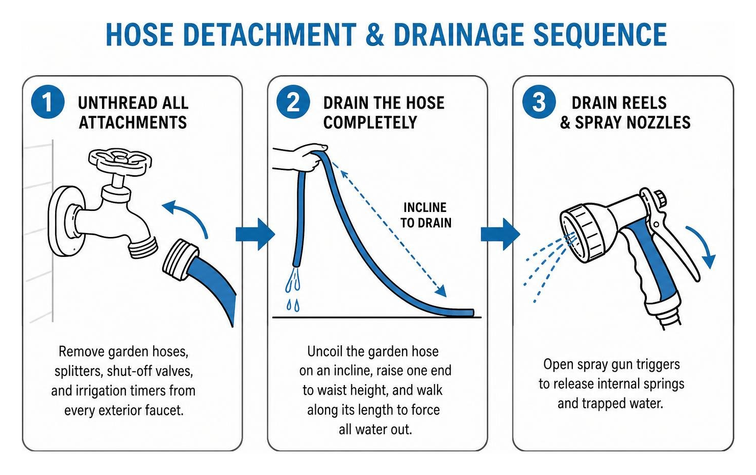 hose detachment and drainage sequence hose detachment and drainage sequence