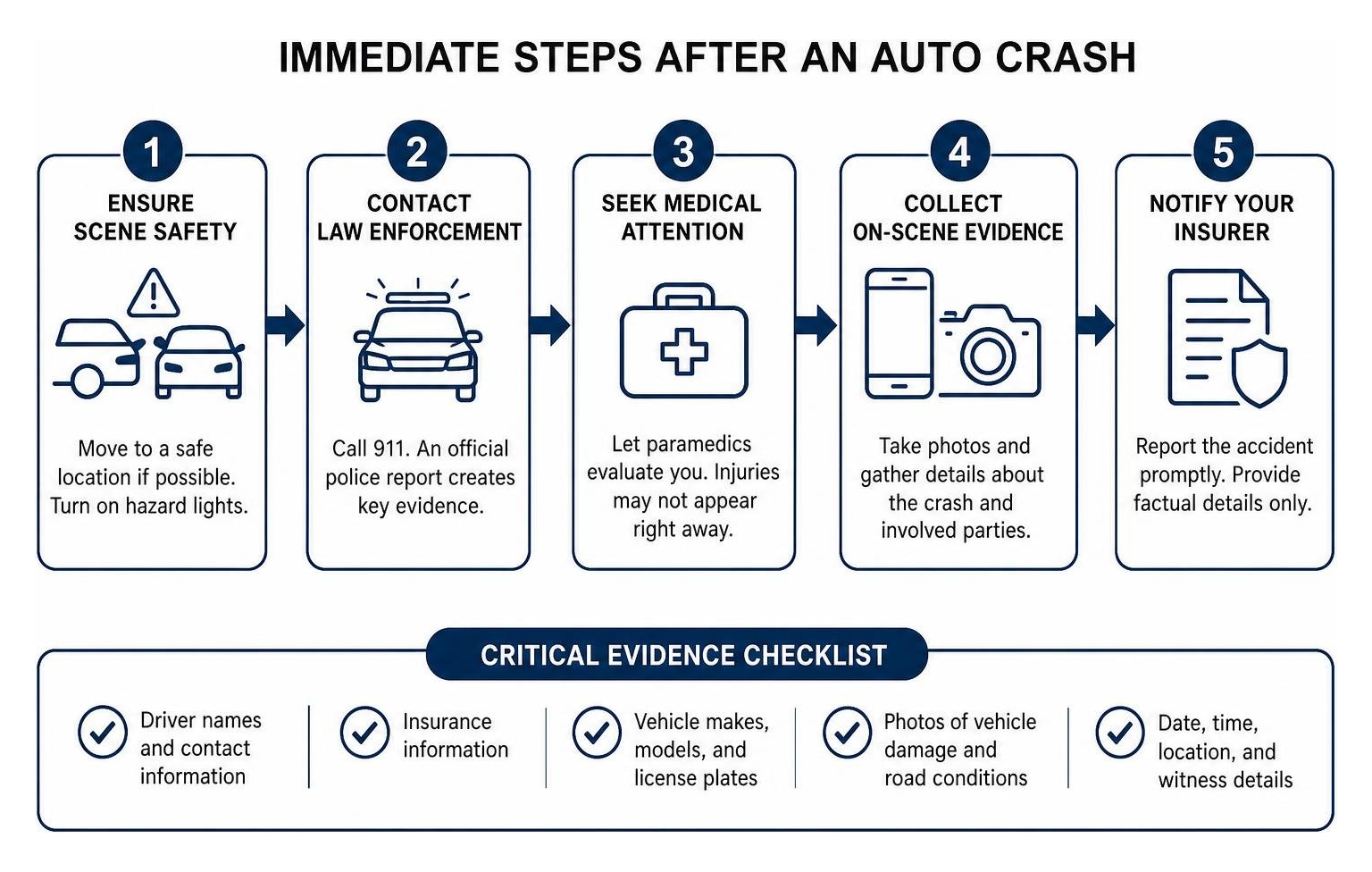 Immediate steps process after an auto crash Immediate steps process after an auto crash