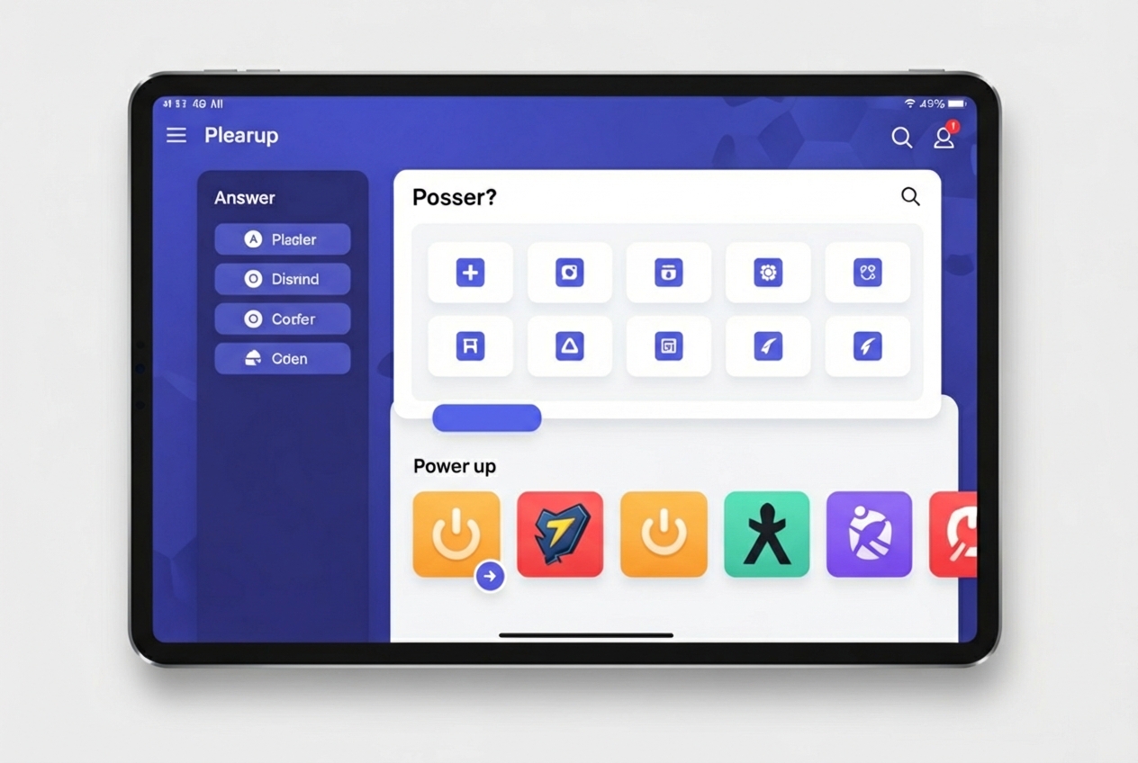 Gimkit user interface showing a question and power-ups - gamekit Gimkit user interface showing a question and power-ups - gamekit