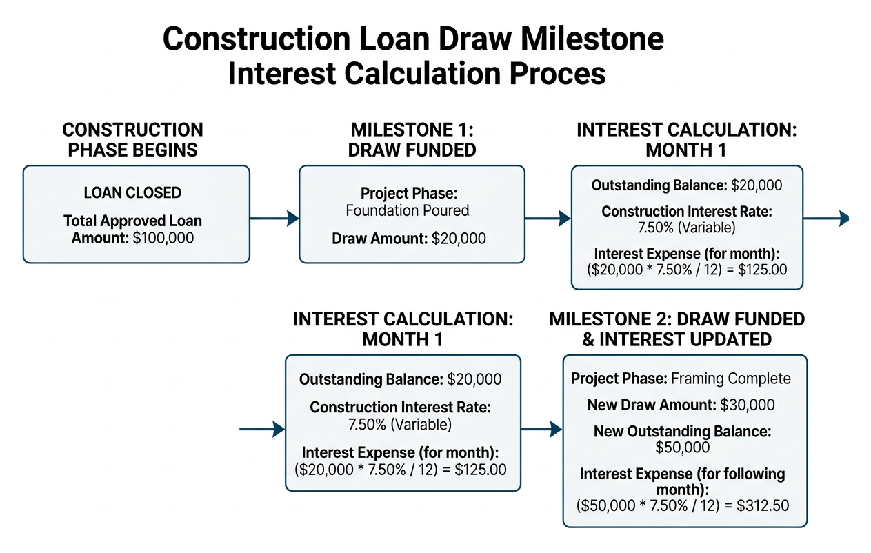 construction loan draw milestone interest calculation process construction loan draw milestone interest calculation process