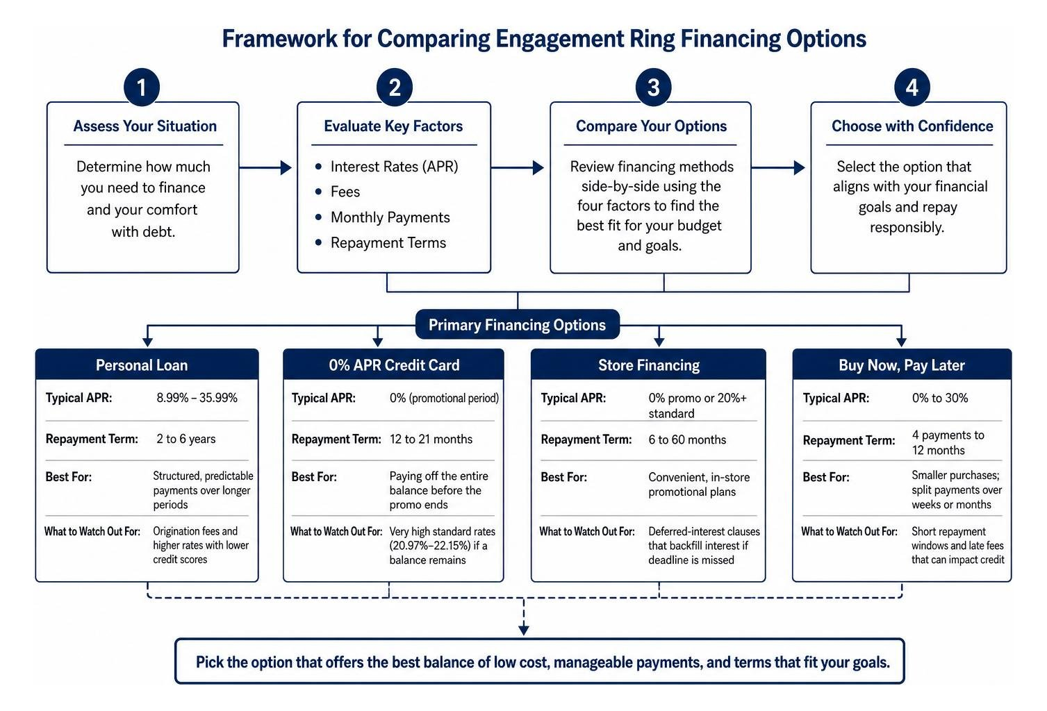 Framework for comparing engagement ring financing options