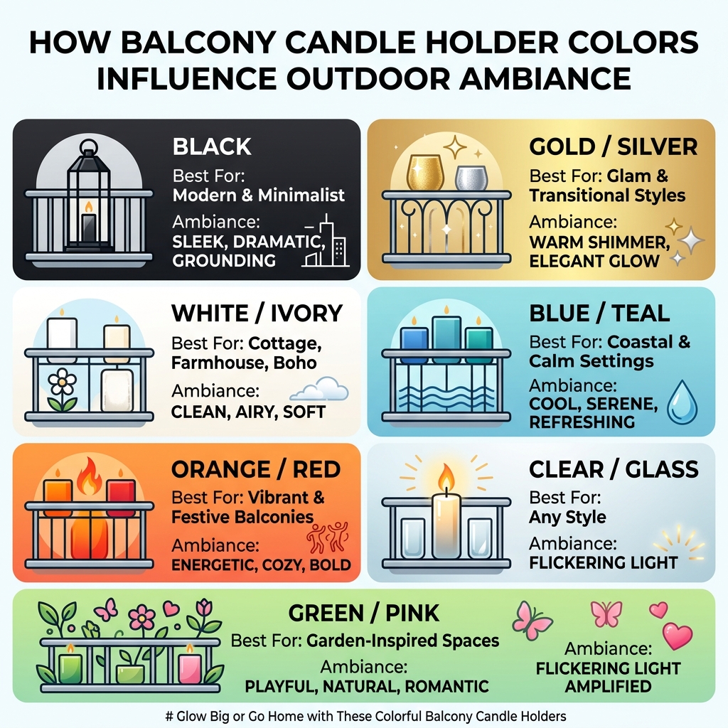 Infographic showing how balcony candle holder colors influence mood and ambiance outdoors - balcony candle holder colors Infographic showing how balcony candle holder colors influence mood and ambiance outdoors - balcony candle holder colors