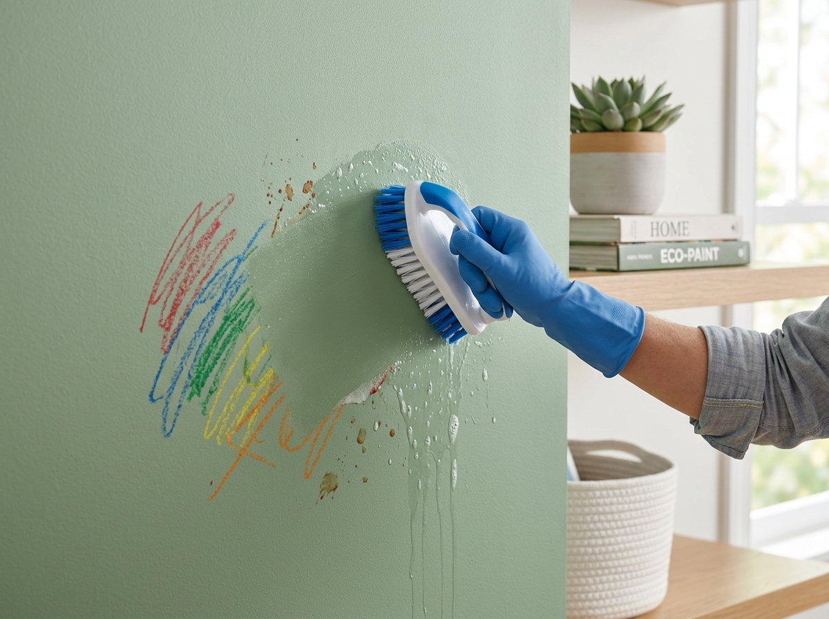 durability test on eco-friendly painted surfaces showing resistance to scrubbing - eco friendly paint options