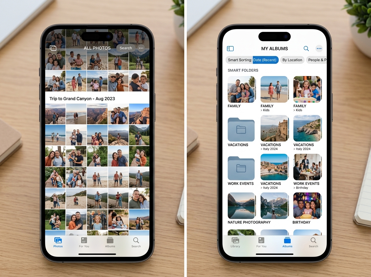 Native vs third-party photo album interface comparison - best app for photo albums iphone