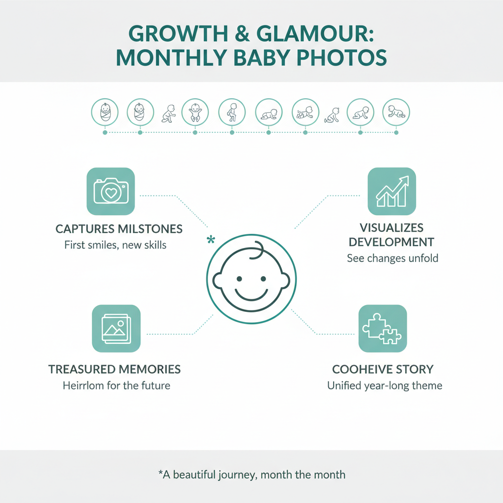 infographic explaining the benefits of monthly baby photos - baby monthly photo ideas infographic