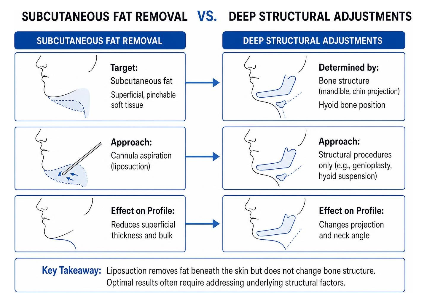 subcutaneous fat removal versus deep structural adjustments