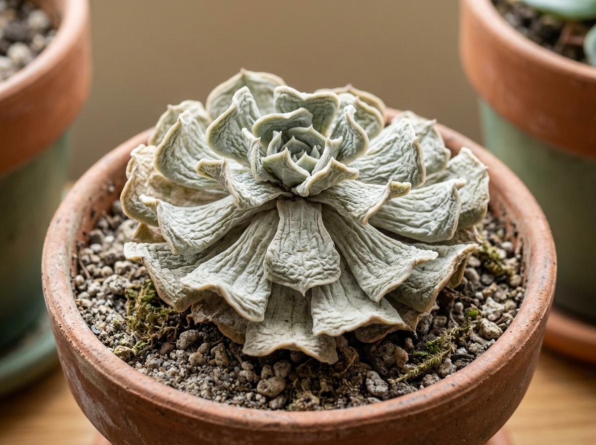 Shriveled and wrinkled succulent leaves indicating severe dehydration - are my succulents over or underwatered Shriveled and wrinkled succulent leaves indicating severe dehydration - are my succulents over or underwatered