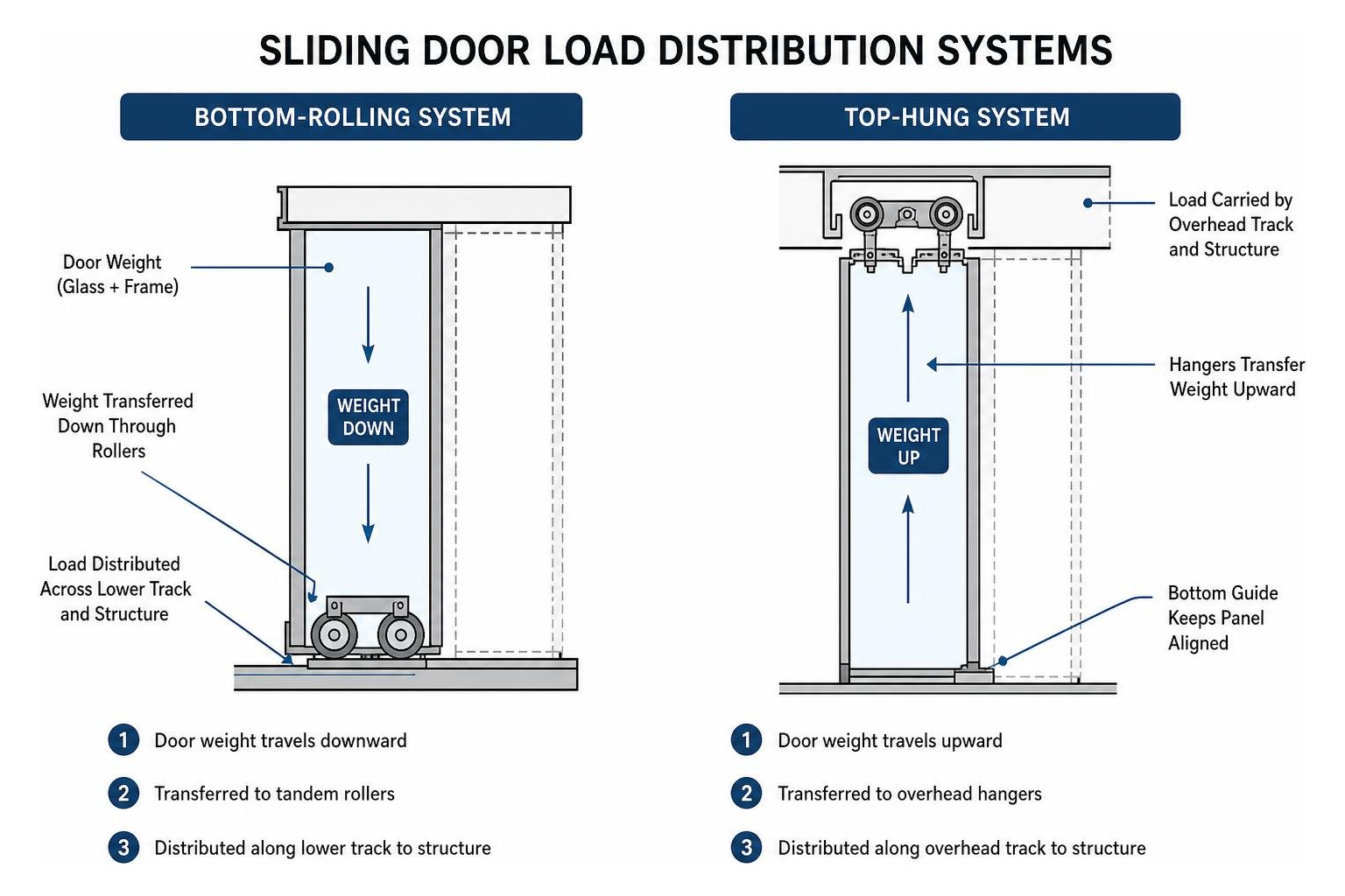 Sliding door load distribution systems Sliding door load distribution systems