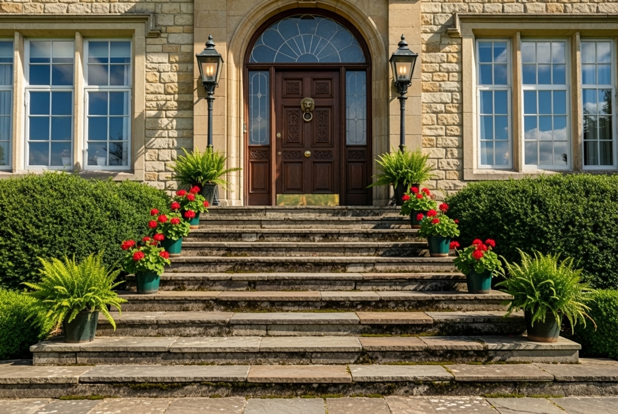 stone steps leading to front door - repair loose stone steps stone steps leading to front door - repair loose stone steps