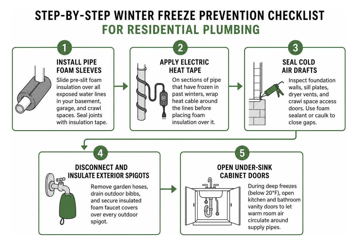 step by step winter freeze prevention checklist for residential plumbing