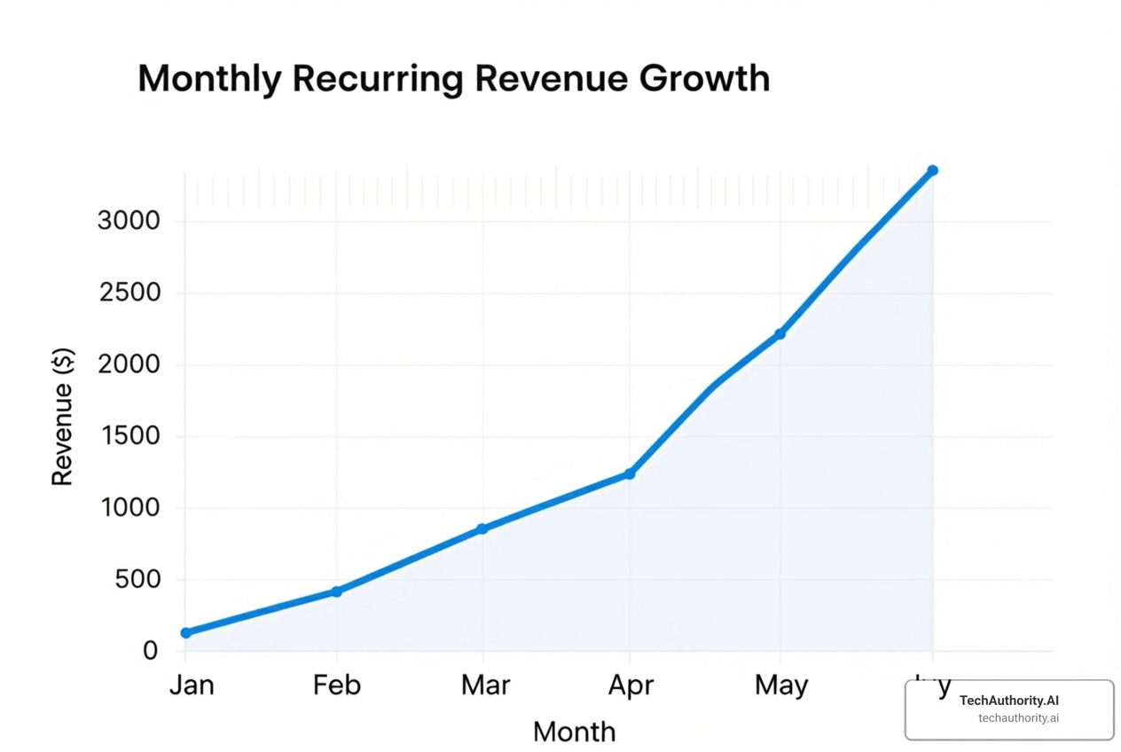 graph showing consistent monthly recurring revenue growth - email marketing for agencies