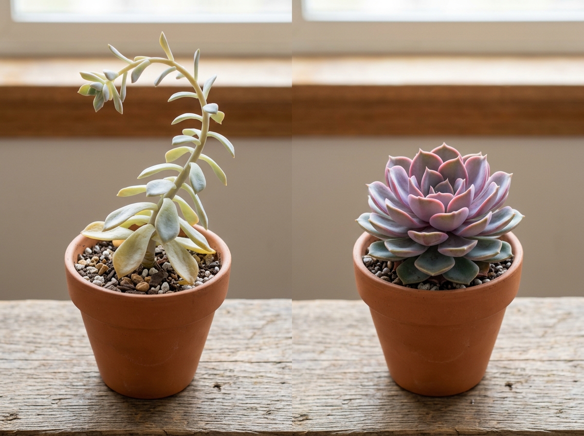 comparing stretched vs. compact succulents - grow light for succulents