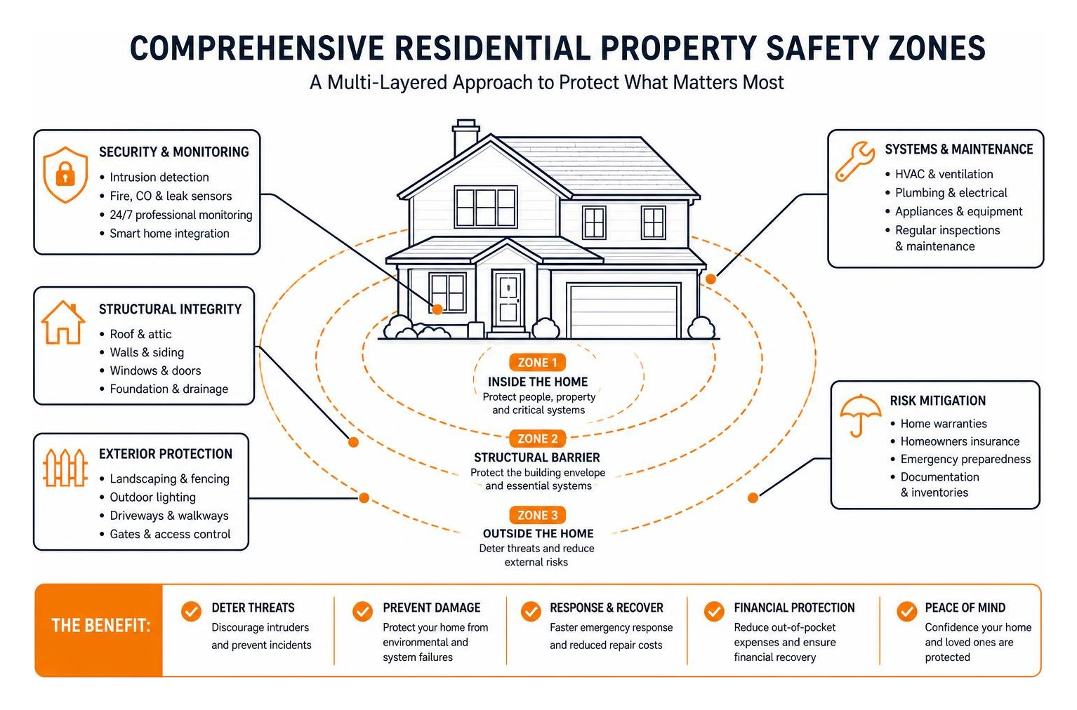 Comprehensive residential property safety zones diagram Comprehensive residential property safety zones diagram
