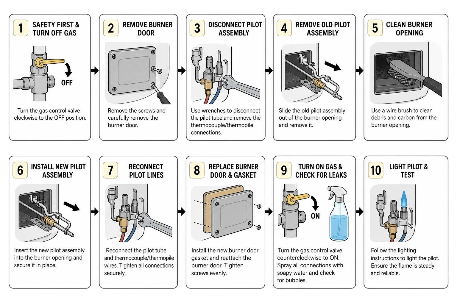 Step-by-step gas water heater pilot assembly replacement process Step-by-step gas water heater pilot assembly replacement process