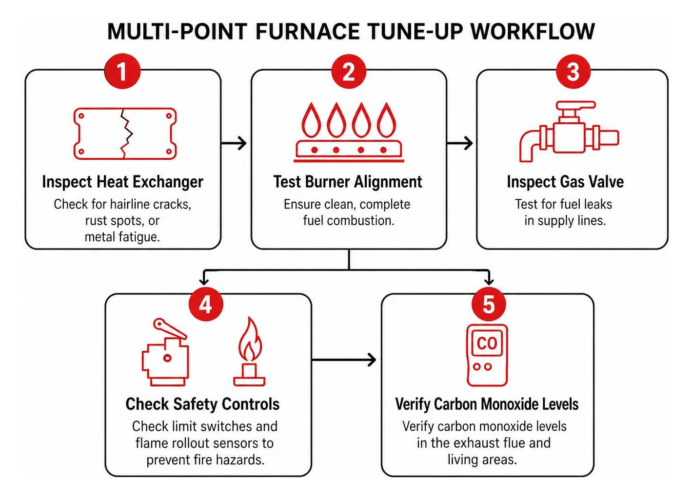 Process map of a multi-point furnace tune-up workflow