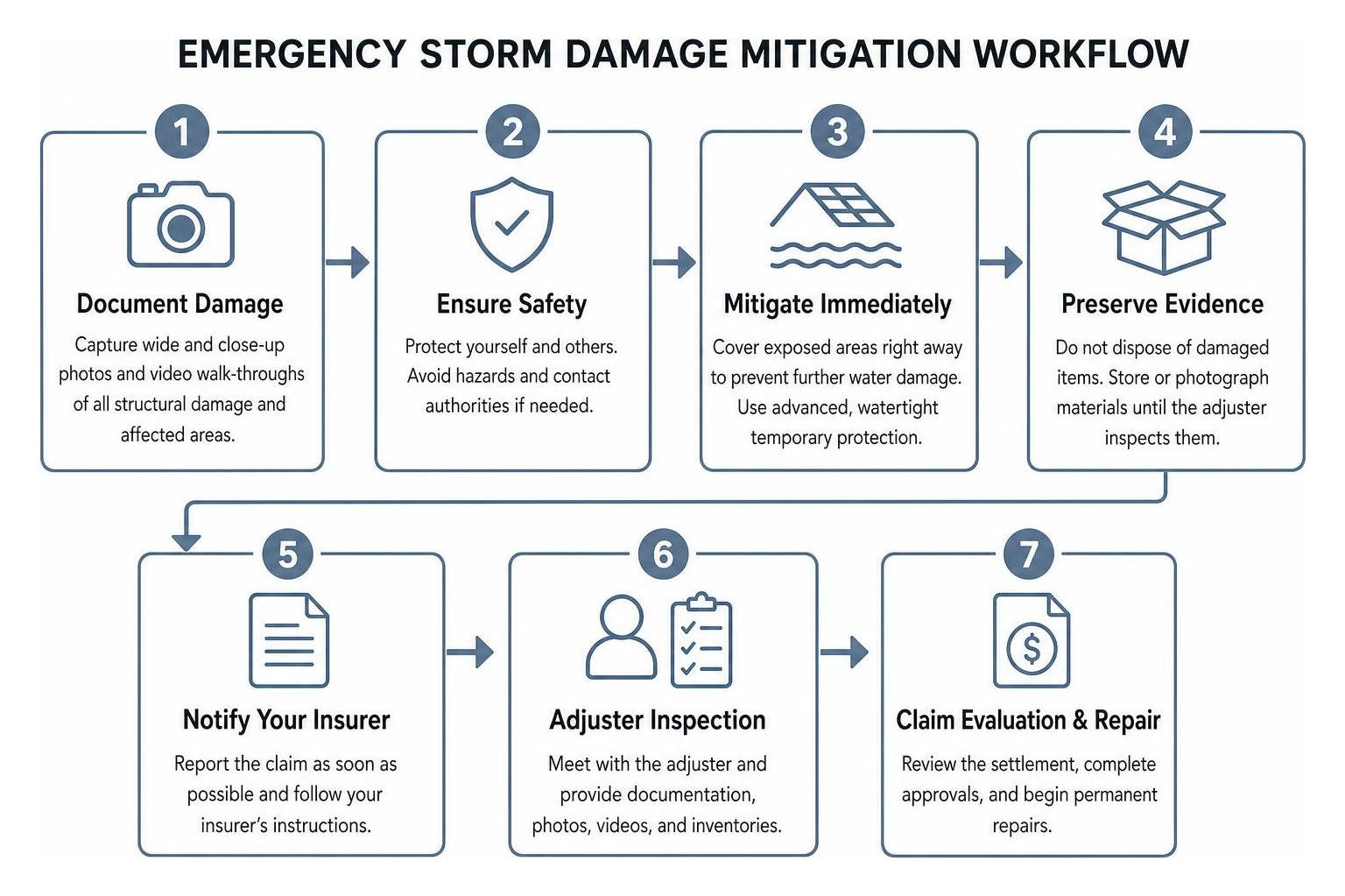 Emergency storm damage mitigation workflow Emergency storm damage mitigation workflow