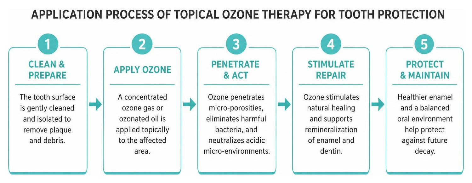 Application process of topical ozone therapy for tooth protection Application process of topical ozone therapy for tooth protection