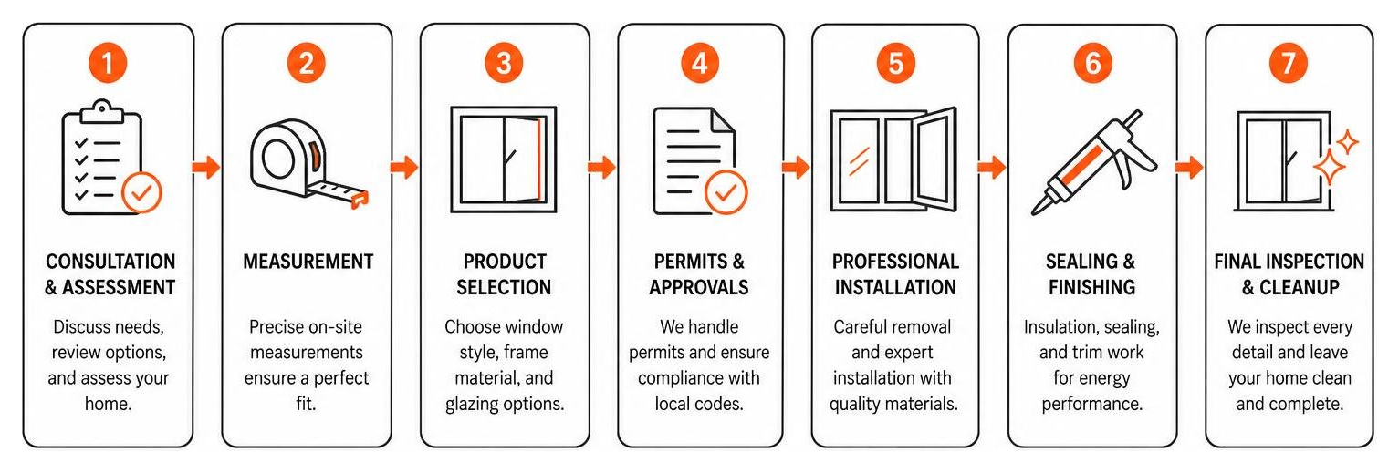 Overview of the residential window replacement workflow from start to finish