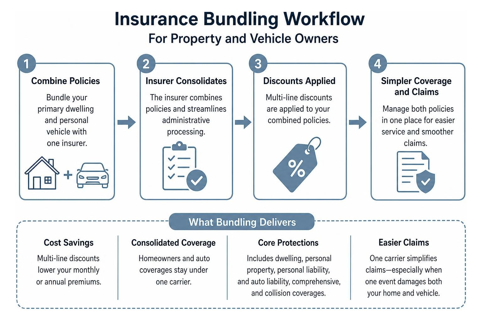 Insurance bundling workflow for property and vehicle owners