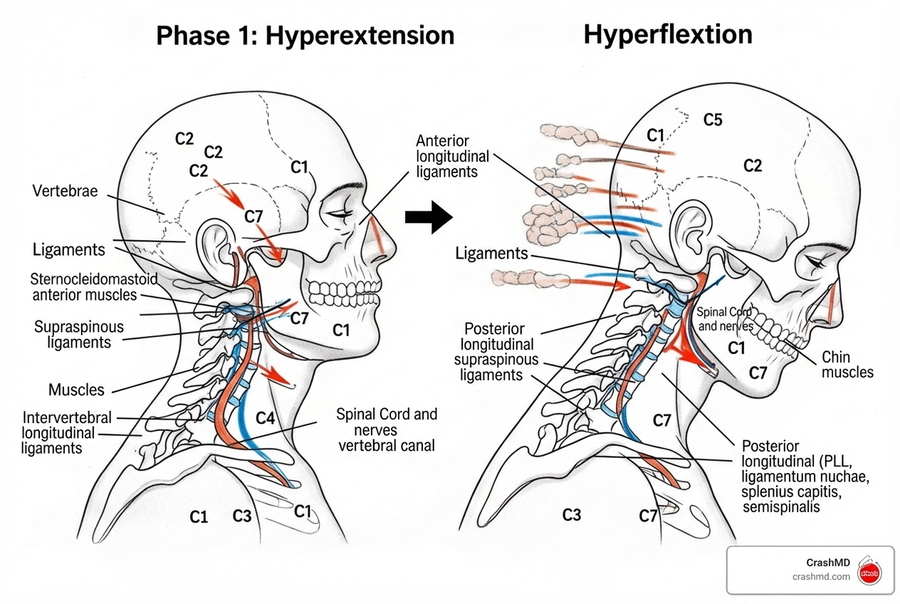 diagram illustrating a whiplash injury to the neck and spine - car accident physical therapy diagram illustrating a whiplash injury to the neck and spine - car accident physical therapy