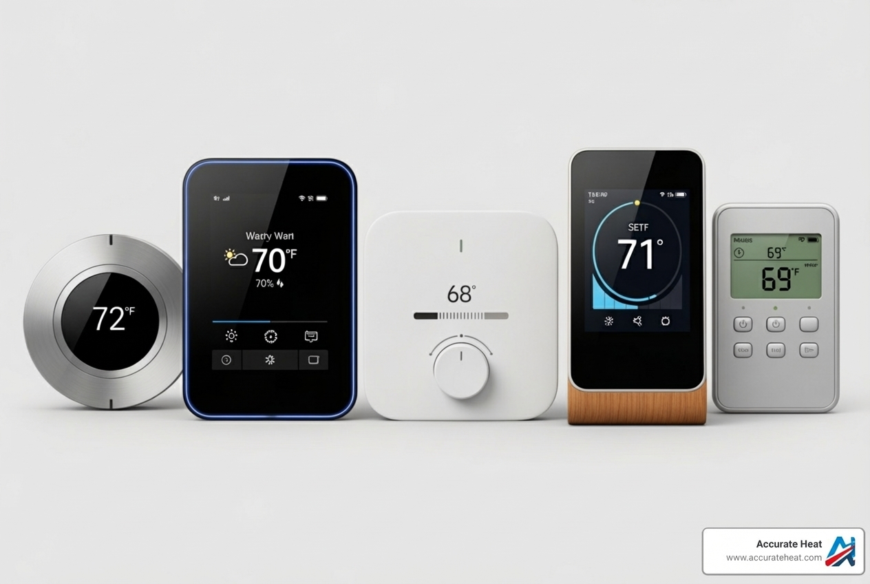 different styles of smart thermostats side-by-side - how much does it cost to install a smart thermostat