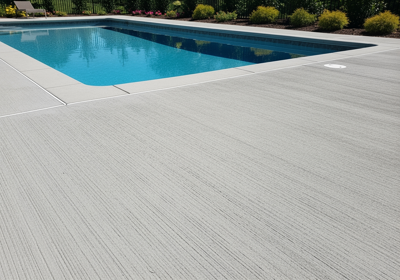 Broom-finished concrete pool deck - Concrete pool deck