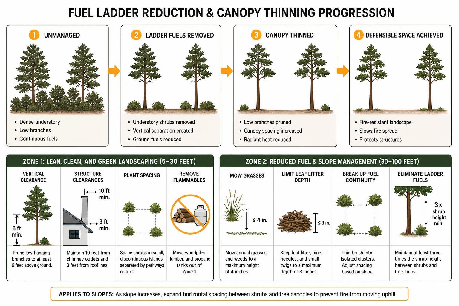 Fuel ladder reduction and canopy thinning progression Fuel ladder reduction and canopy thinning progression