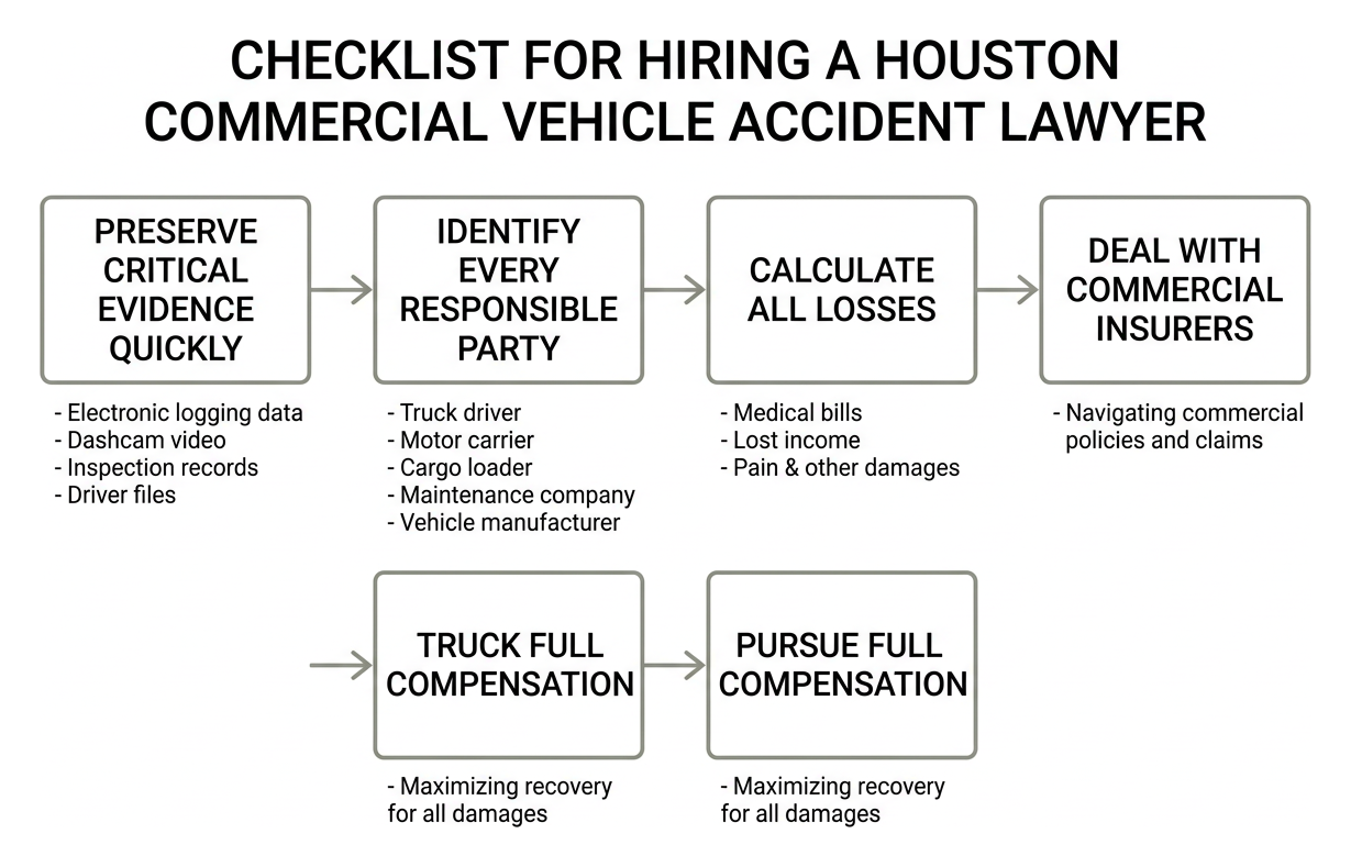 Checklist for hiring a Houston commercial vehicle accident lawyer Checklist for hiring a Houston commercial vehicle accident lawyer