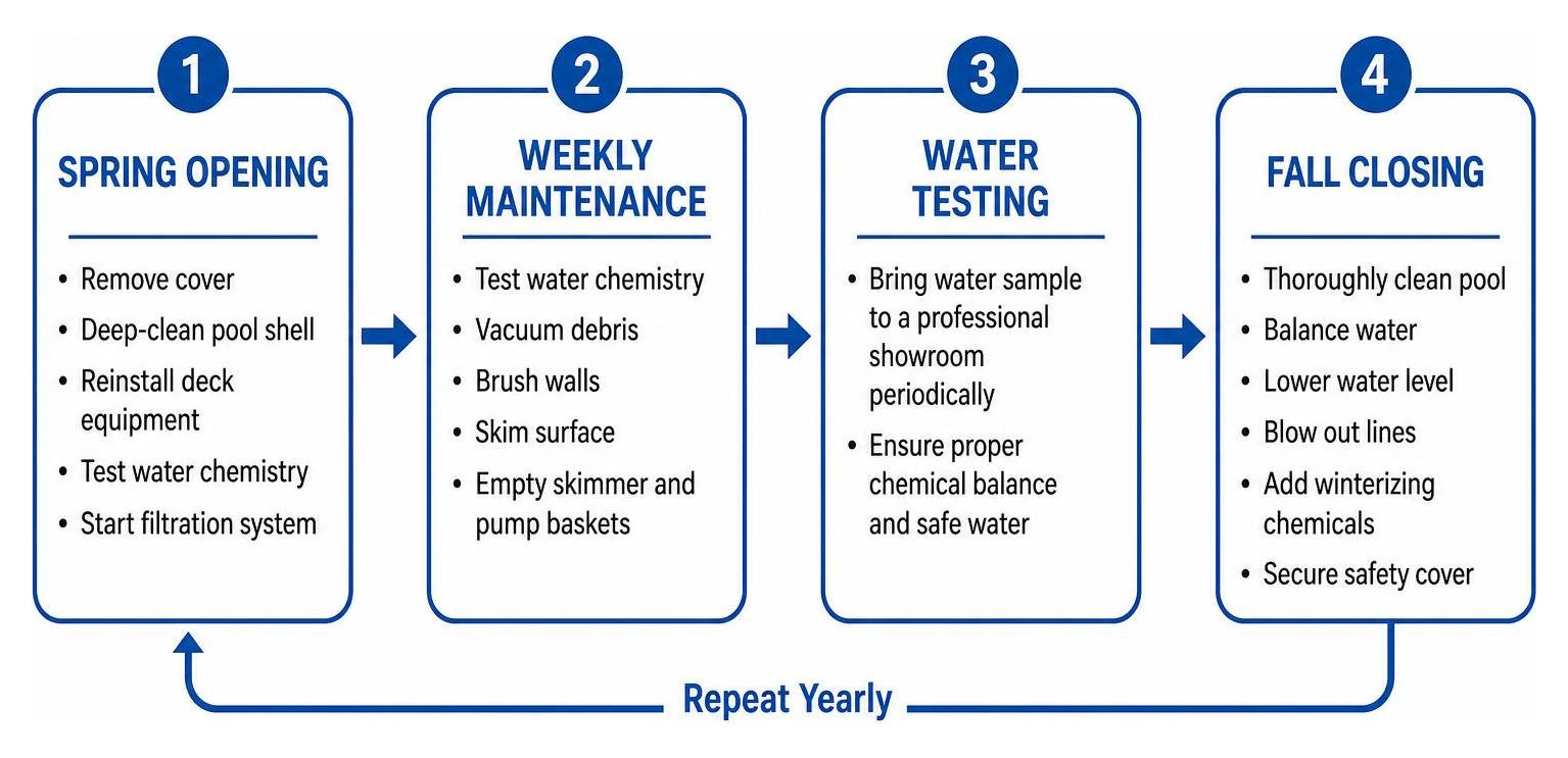Seasonal pool maintenance cycle diagram