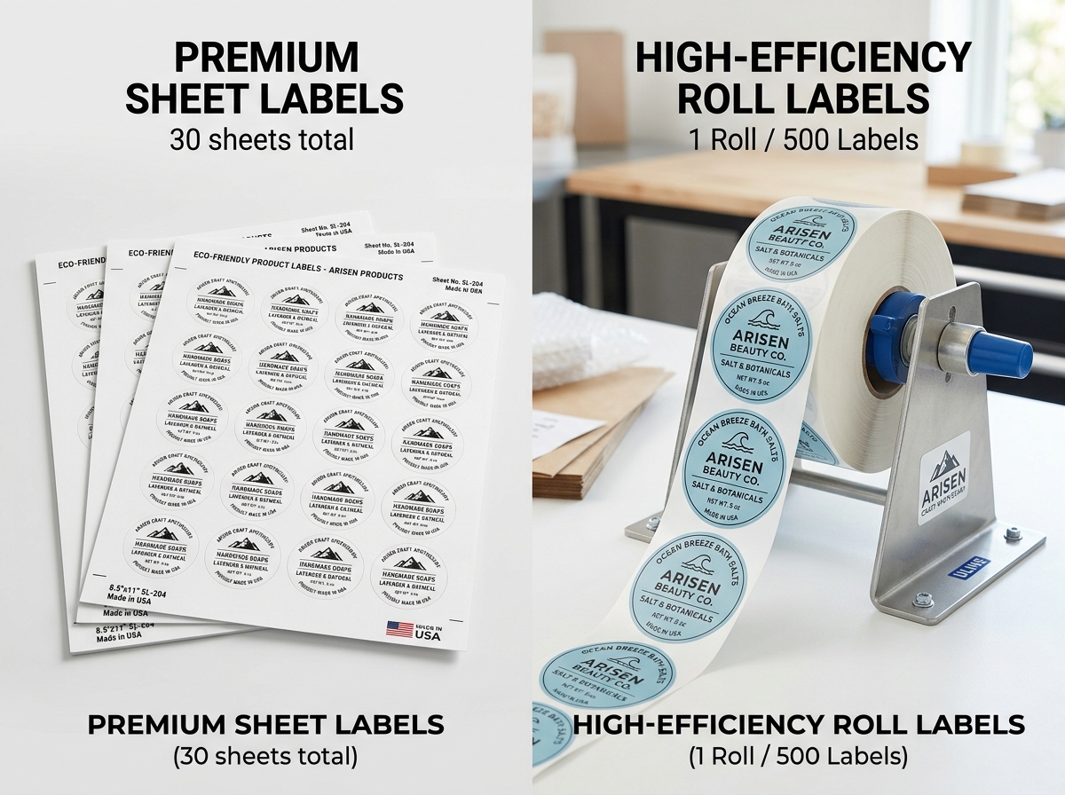 Comparison of sheet labels and roll labels for business use - custom label stickers Comparison of sheet labels and roll labels for business use - custom label stickers