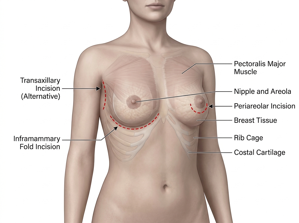 incision locations for breast surgery - scars after breast implant removal