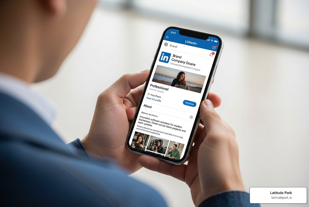 A person engaging with a brand on LinkedIn on their phone - franchise lead generation strategies A person engaging with a brand on LinkedIn on their phone - franchise lead generation strategies