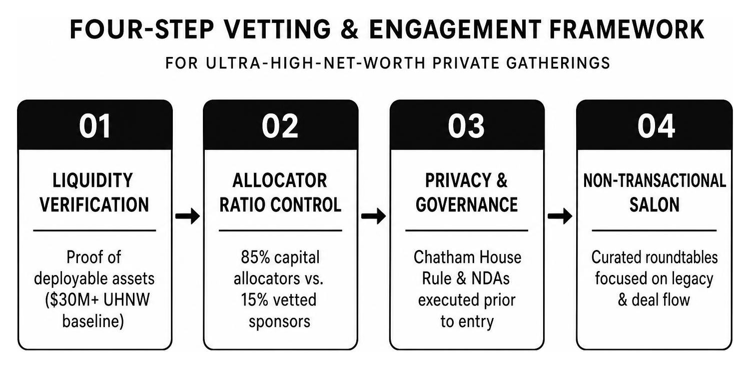 Four-step vetting and engagement framework for ultra-high-net-worth private gatherings Four-step vetting and engagement framework for ultra-high-net-worth private gatherings