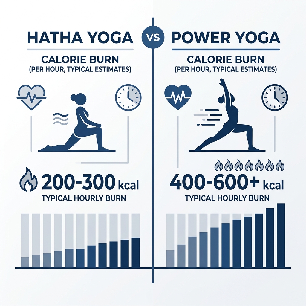 Calorie burn comparison: Hatha vs Power Yoga - Power yoga workouts infographic 