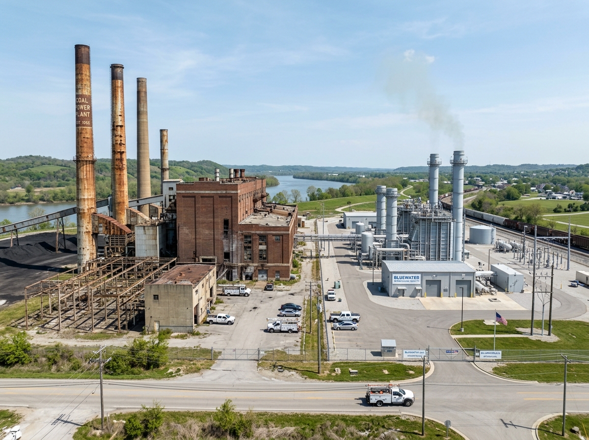 retired coal plant next to a natural gas facility - natural gas reduce carbon emissions
