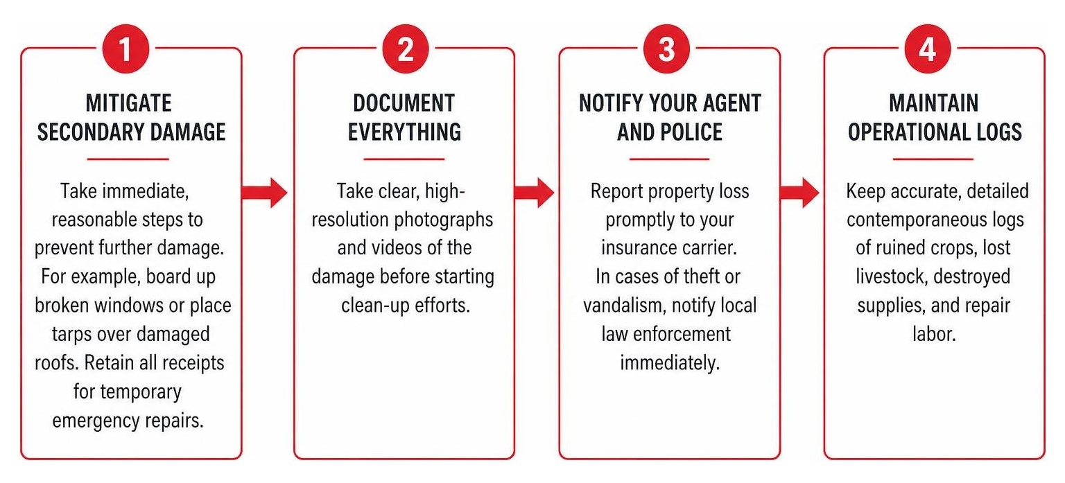 Step-by-step post-loss claim process for agricultural property damage Step-by-step post-loss claim process for agricultural property damage