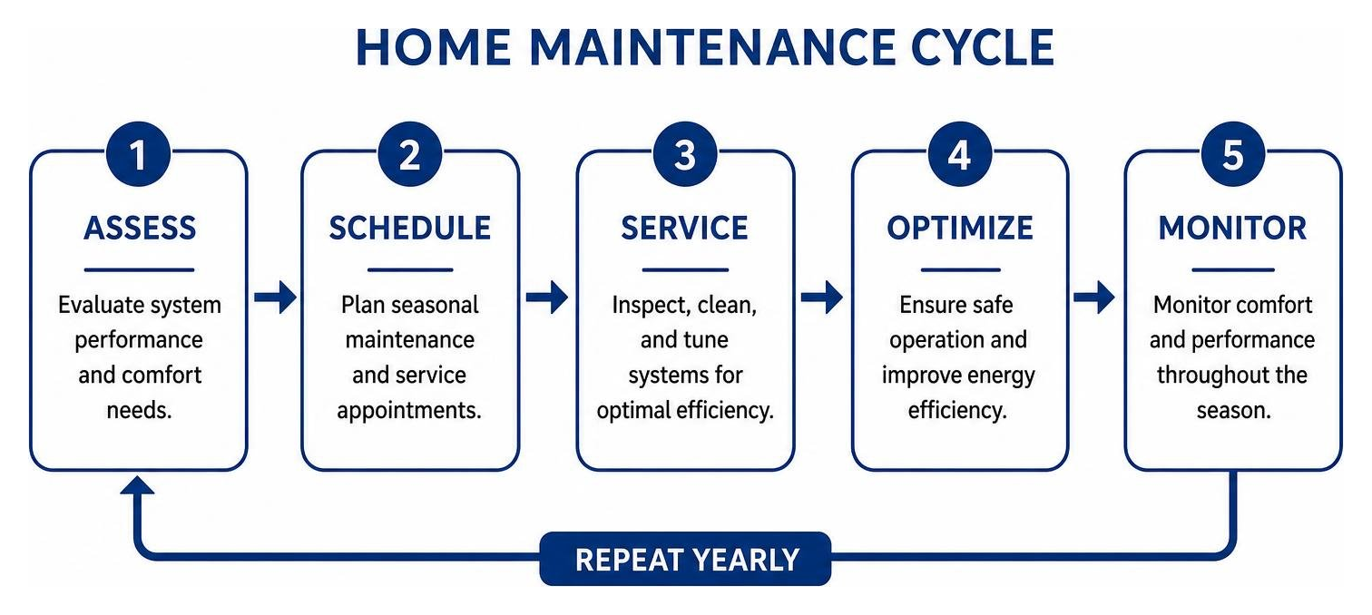 Infographic explaining home maintenance cycles