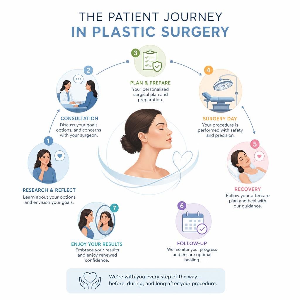 Infographic detailing the patient journey in plastic surgery infographic