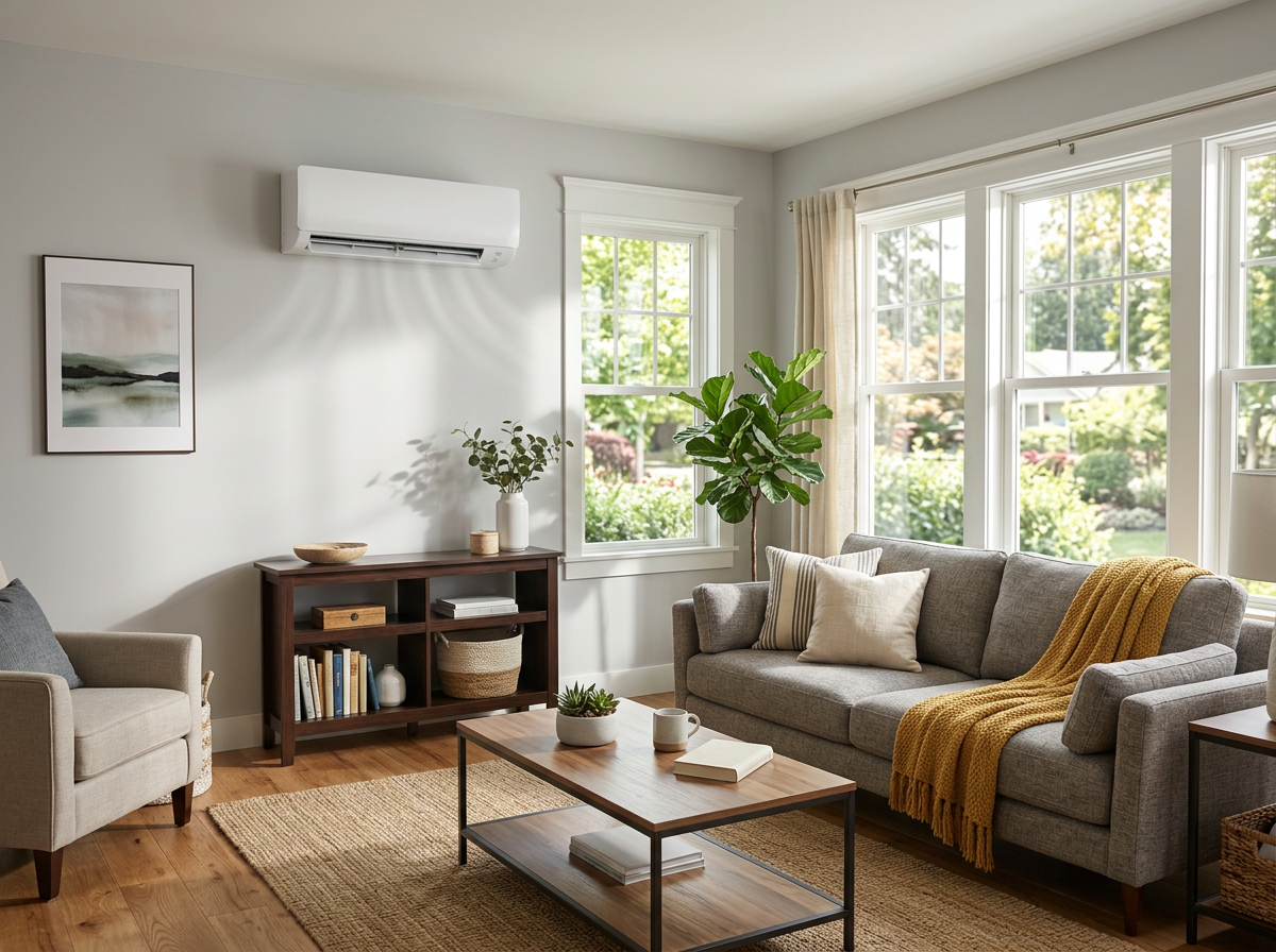 modern living room ductless air handler