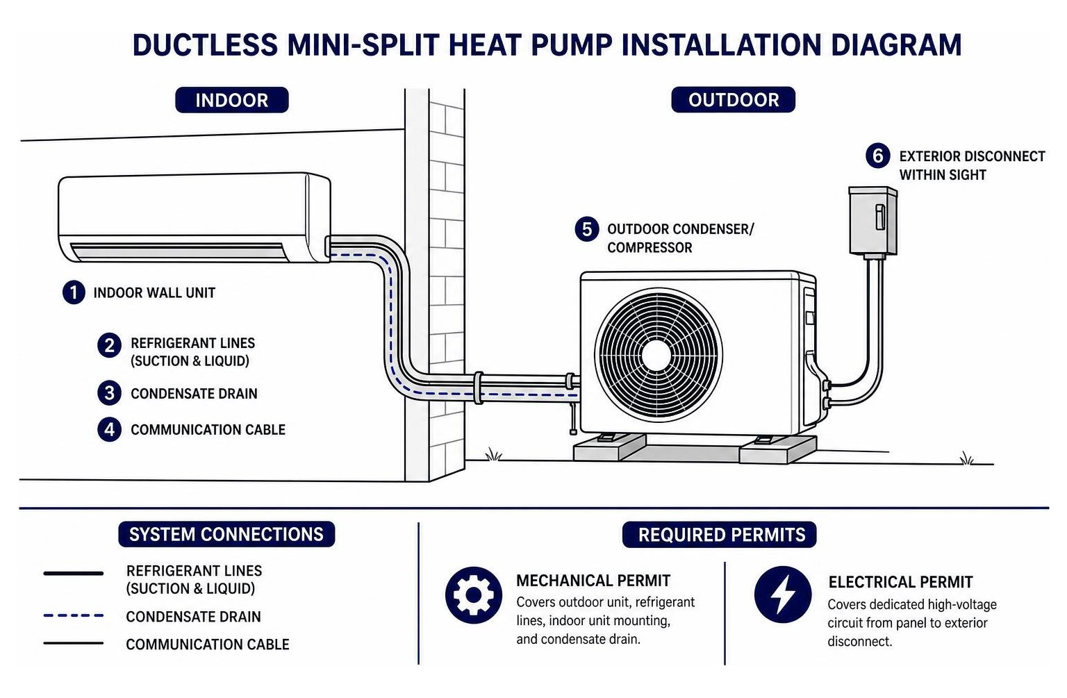 Ductless mini-split heat pump installation diagram Ductless mini-split heat pump installation diagram