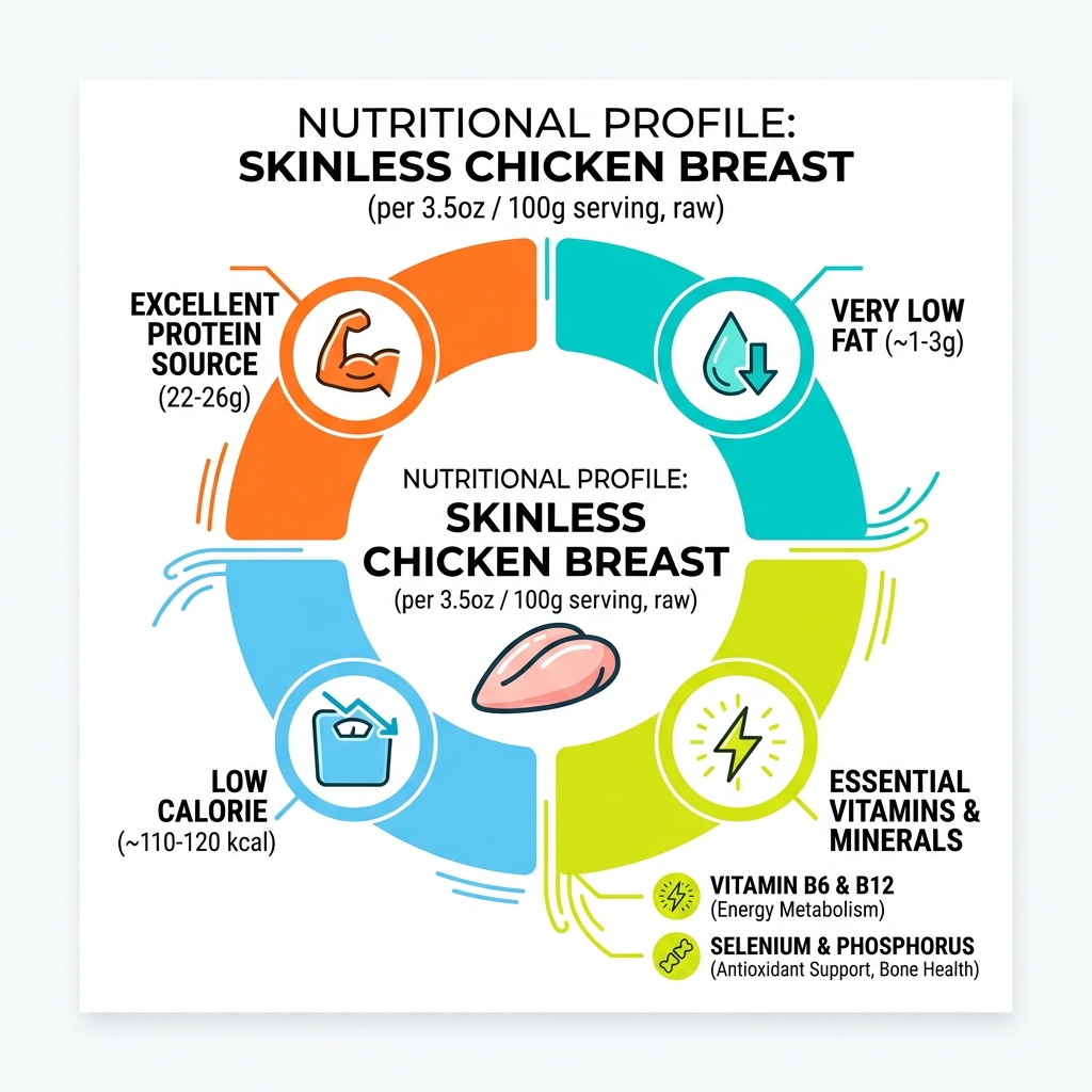 Nutritional profile of skinless chicken breast infographic - chicken recipes easy and healthy infographic Nutritional profile of skinless chicken breast infographic - chicken recipes easy and healthy infographic
