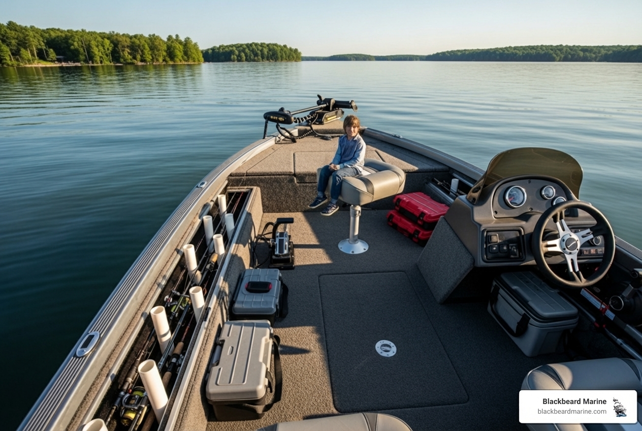 interior of a G3 boat showing rod storage and casting deck - best inexpensive fishing boat