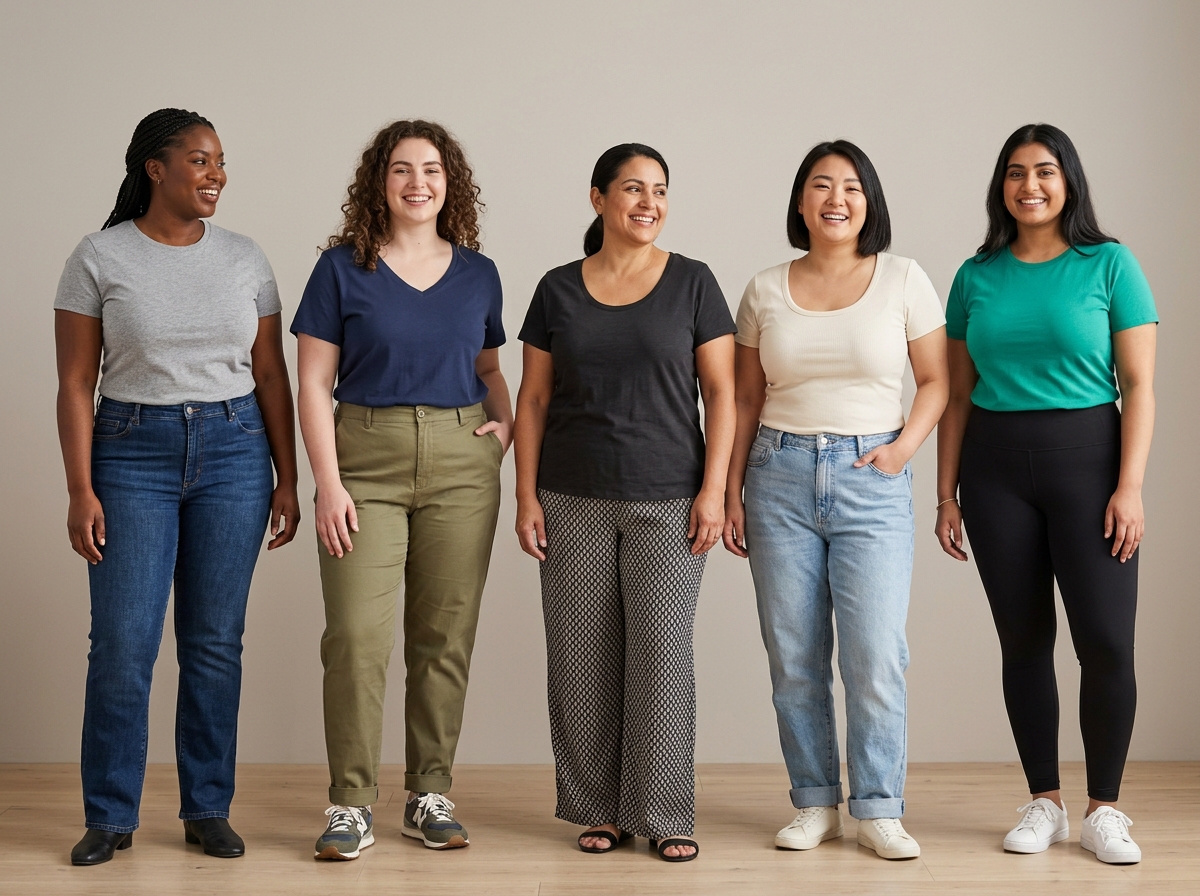 Collection of various t-shirt necklines including V-neck, crew, and scoop on plus size forms - all plus size t shirts Collection of various t-shirt necklines including V-neck, crew, and scoop on plus size forms - all plus size t shirts