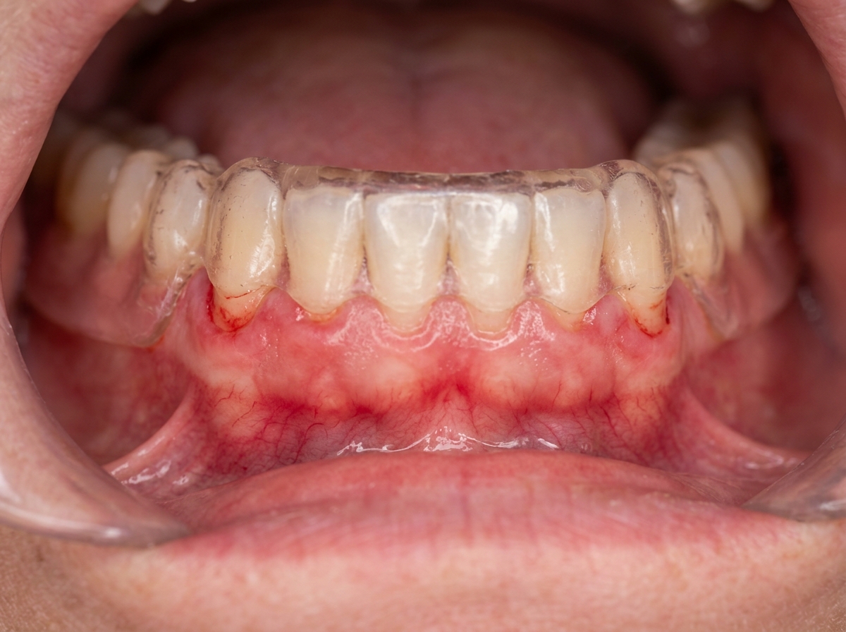 irritated gum tissue under a denture - Denture pain relief