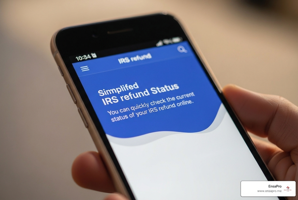 mobile device displaying IRS refund status - check IRS status