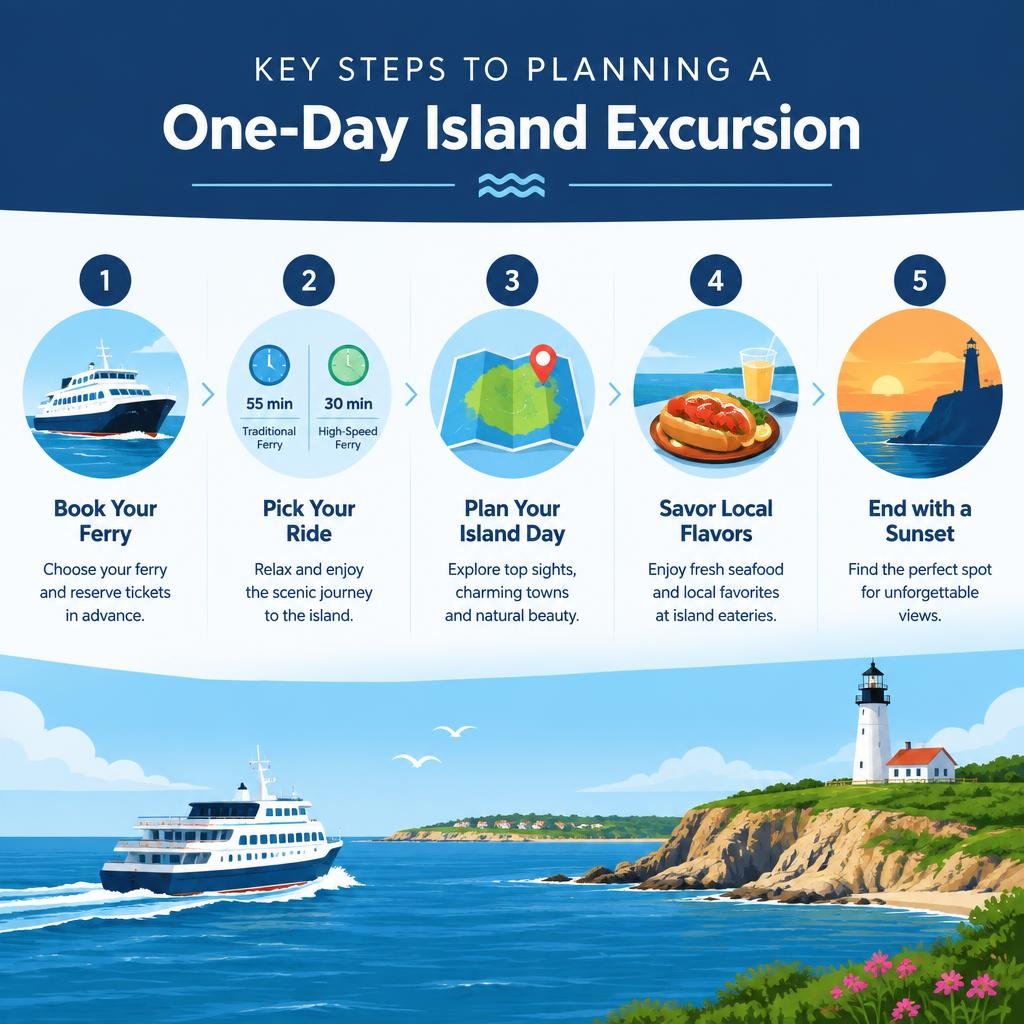 Key steps to planning a one-day island excursion infographic